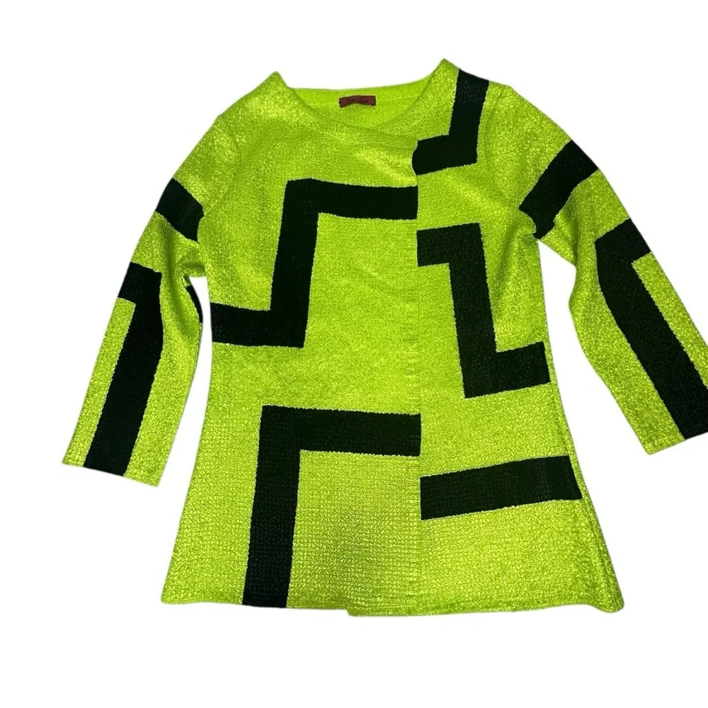 Vintage 80’s Saint Gil Neon Geometric Textured Lightweight Top/Jacket - Picture 2 of 12